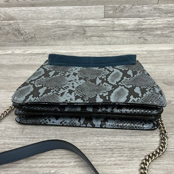 ZARA CITY BAG Blue Animal Print WITH CONTRASTING LEATHER STRAP - Picture 10 of 12